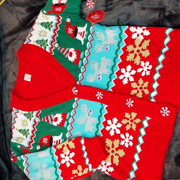 Womens Holiday Time Christmas Gnome Cardigan - Picture 6 of 14